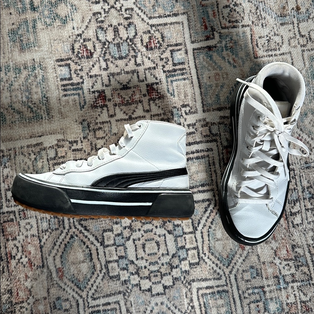Puma Kaia Mid CV Hi Top Platform Sneaker White Black Gum Womens 8 UK 5.5 EU 38.5